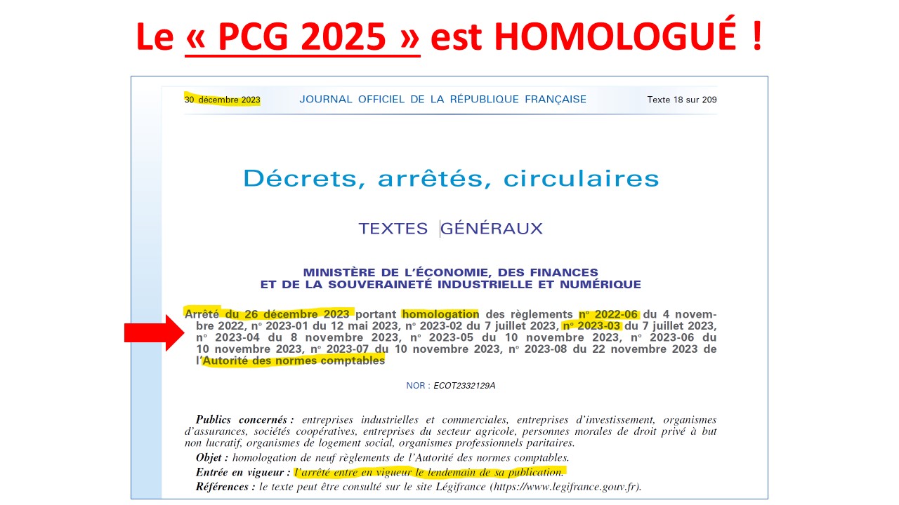 20231230 Le "PCG 2025" est homologué ! (et cela concerne les